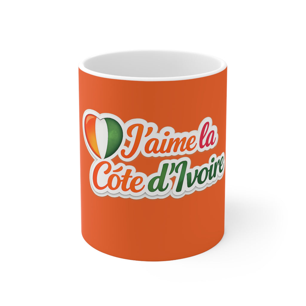 Mug orange "J'aime la Côte d'Ivoire"