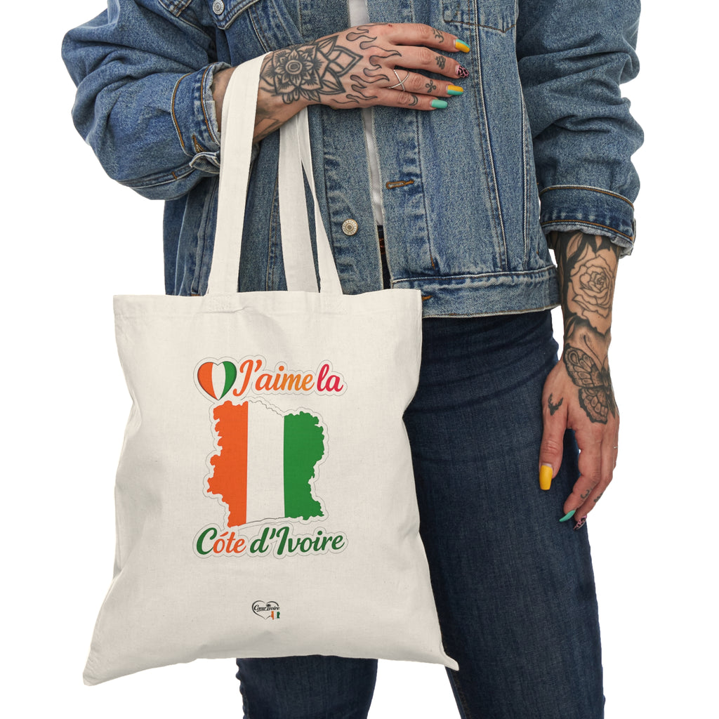 Natural Tote Bag "J'aime la Cote d'Ivoire"